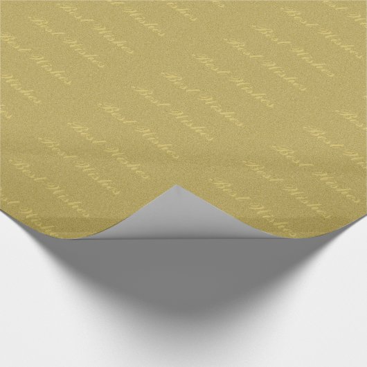 金ゴールドのグリッターのプリントの最高のな願い ラッピングペーパー (角)