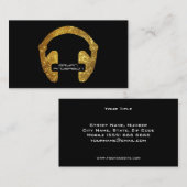 金ゴールドのグリッターのヘッドホーンDJの名刺 名刺 (正面/裏面)