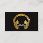 金ゴールドのグリッターのヘッドホーンDJの名刺 名刺 (正面)