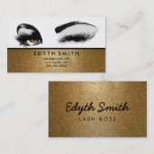 金ゴールドのグリッターのマスカラかまつげの名刺 名刺 (正面/裏面)