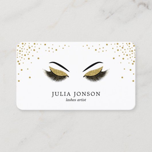 金ゴールドのグリッターのメーキャップアーティストが付いているモダンな鞭 名刺 (正面)