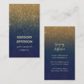 金ゴールドのグリッターのヴィンテージ海軍結婚式およびパーティー 名刺 (正面/裏面)