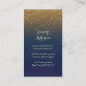 金ゴールドのグリッターのヴィンテージ海軍結婚式およびパーティー 名刺 (裏面)