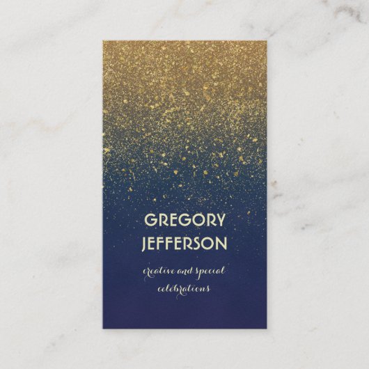 金ゴールドのグリッターのヴィンテージ海軍結婚式およびパーティー 名刺 (正面)