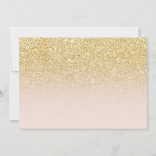金ゴールドのグリッターの十字のピンクの写真の最初聖餐式 招待状 (裏面)