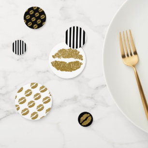 金ゴールドのグリッターの唇の口紅のキスの美しいのパーティー コンフェッティ