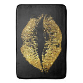 金ゴールドのグリッターの唇 バスマット (正面縦)