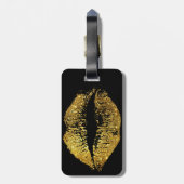 金ゴールドのグリッターの唇 ラゲッジタグ (裏面縦)
