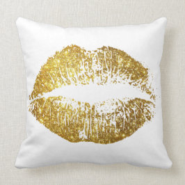 金ゴールドのグリッターの唇#2 クッション