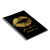 金ゴールドのグリッターの唇#3 ノートブック (右側)