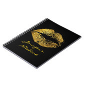 金ゴールドのグリッターの唇#3 ノートブック (左側)