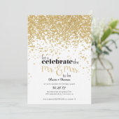 金ゴールドのグリッターの婚約の招待がある氏及び夫人 招待状 (スタンド正面)