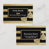 金ゴールドのグリッターの弓名刺 名刺 (正面/裏面)