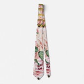 金ゴールドのグリッターの水彩画のバラは縞で飾ります ネクタイ (正面)