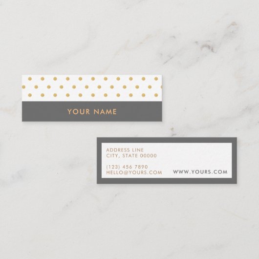 金ゴールドのグリッターの水玉模様のスタイリッシュな小型名刺 スキニー名刺 (正面/裏面)