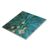 金ゴールドのグリッターの水緑のMermaidscales タイル (側面)