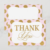 金ゴールドのグリッターの点のピンクのモダンは感謝していしています サンキューカード (正面/裏面)