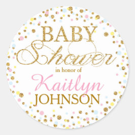 金ゴールドのグリッターの男女兼用なベビーシャワーのラベル ラウンドシール
