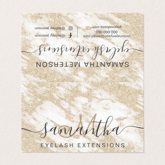 金ゴールドのグリッターの白い大理石の粋な目のアフターケア 名刺 (外部フラット)