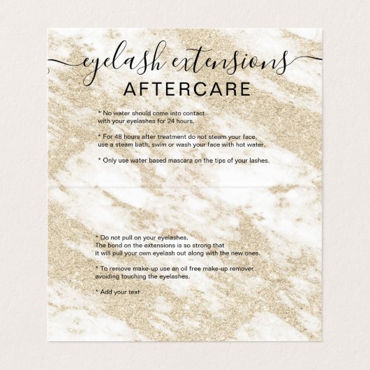 金ゴールドのグリッターの白い大理石の粋な目のアフターケア 名刺 (内部フラット)