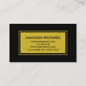 金ゴールドのグリッターの白黒のストライプの名刺 名刺 (裏面)