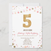 金ゴールドのグリッターの第5誕生日の招待状 招待状 (正面)