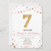 金ゴールドのグリッターの第7誕生日の招待状 招待状 (正面)