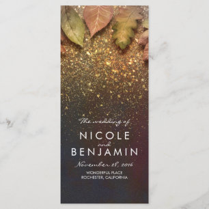 金ゴールドのグリッターの紅葉のヴィンテージの結婚式プログラム プログラム