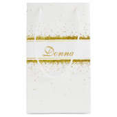 金ゴールドのグリッターの紙吹雪の名前-小さいギフトバッグ スモールペーパーバッグ (裏面)