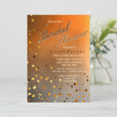 金ゴールドのグリッターの紙吹雪の日没のブライダルシャワーの結婚 招待状 (スタンド正面)