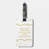 金ゴールドのグリッターの紙吹雪の点のポールのモノグラムの荷物のラベル ラゲッジタグ (裏面縦)