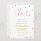 金ゴールドのグリッターの紙吹雪の誕生日の招待状 招待状 (正面)