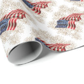 金ゴールドのグリッターの花火が付いているヴィンテージの米国旗 ラッピングペーパー (ロールコーナー)