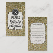 金ゴールドのグリッターの輝きの美容師のアポイントメント 予約カード (正面/裏面)