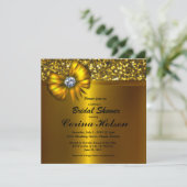金ゴールドのグリッターの金ゴールドの弓ブライダルシャワー招待状 招待状 (スタンド正面)