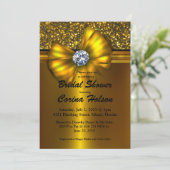 金ゴールドのグリッターの金ゴールドの弓ブライダルシャワー招待状 招待状 (スタンド正面)