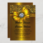 金ゴールドのグリッターの金ゴールドの弓ブライダルシャワー招待状 招待状 (正面/裏面)