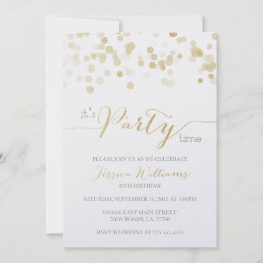 金ゴールドのグリッターの金属サンプル 招待状 (正面)
