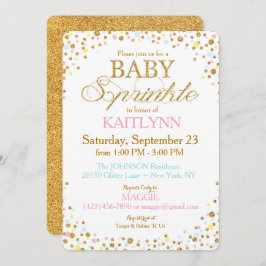 金ゴールドのグリッターの青いピンクの黄色はベビーシャワーを振りかけます 招待状
