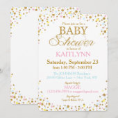 金ゴールドのグリッターの青いピンクの黄色はベビーシャワーを振りかけます 招待状 (正面/裏面)