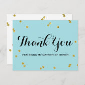 金ゴールドのグリッターの青|の婦人の名誉のサンキューカード サンキューカード (正面/裏面)