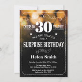 金ゴールドのグリッターの驚きの第30誕生日の招待状 招待状 (正面)