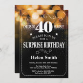 金ゴールドのグリッターの驚きの第40誕生日の招待状 招待状 (正面/裏面)