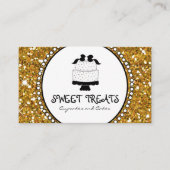 金ゴールドのグリッターの黒のケーキのベーカリーの名刺 名刺 (正面)