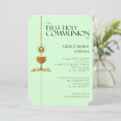 金ゴールドのグリッターのChalisの最初聖餐の招待状 招待状 (スタンド正面)