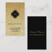 金ゴールドのグリッターはシックなクローバーのプロフィールカード光っています 名刺 (正面/裏面)