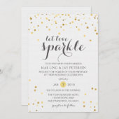 金ゴールドのグリッターは愛輝きの結婚式招待状を可能にしました 招待状 (正面/裏面)