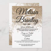 金ゴールドのグリッターは白い結婚式メニュー光っています メニュー (正面/裏面)