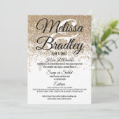 金ゴールドのグリッターは白い結婚式メニュー光っています メニュー (スタンド正面)