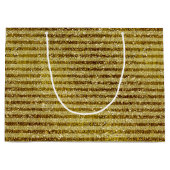 金ゴールドのグリッターは縞で飾ります ラージペーパーバッグ (正面)